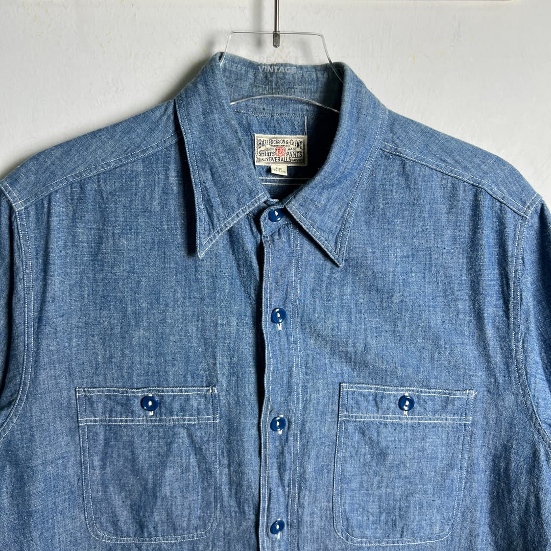 버즈 릭슨 샴브레이 데님 반팔 워크 셔츠 M 상품이미지5