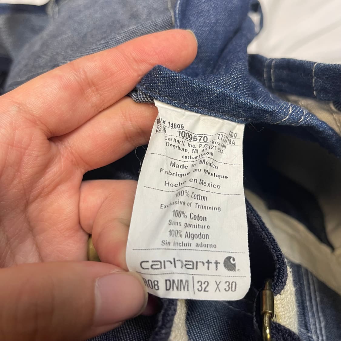칼하트 데님오버롤 멜빵바지 32*30 상품이미지3