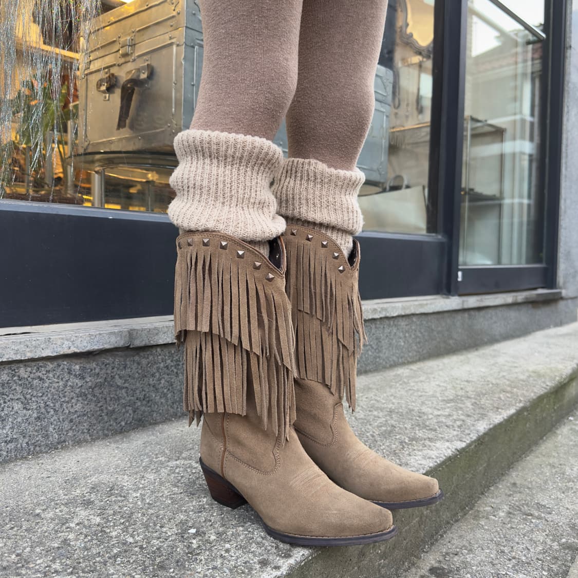 듀랑고 프린지 & 스터드 웨스턴 부츠 상품이미지1