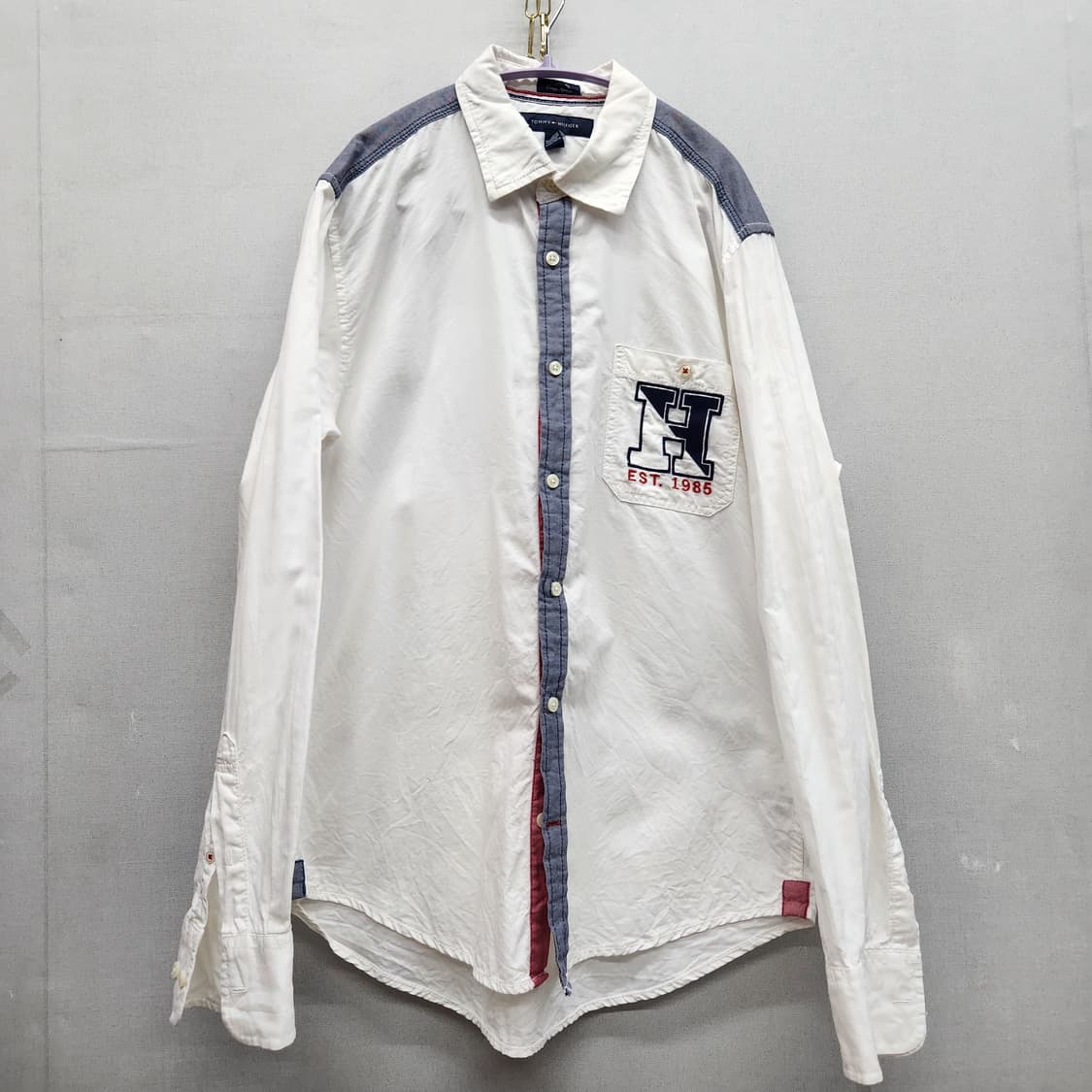 타미힐피거 로고 패치 등번호 오버핏 셔츠 M(2XL) 상품이미지1