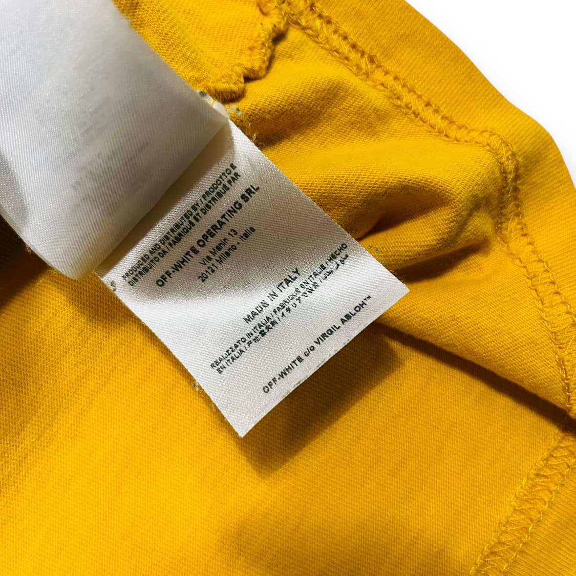 오프 화이트 x 챔피온 18ss 콜라보 더블 애로우 노랑 티셔츠 상품이미지6