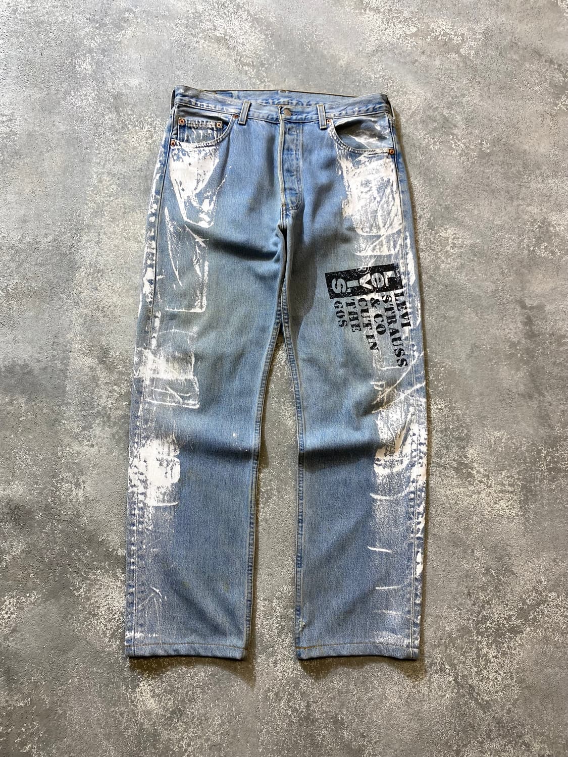 [32] 90s Levi's 501 리바이스 USA 페인팅 데님팬츠 상품이미지1
