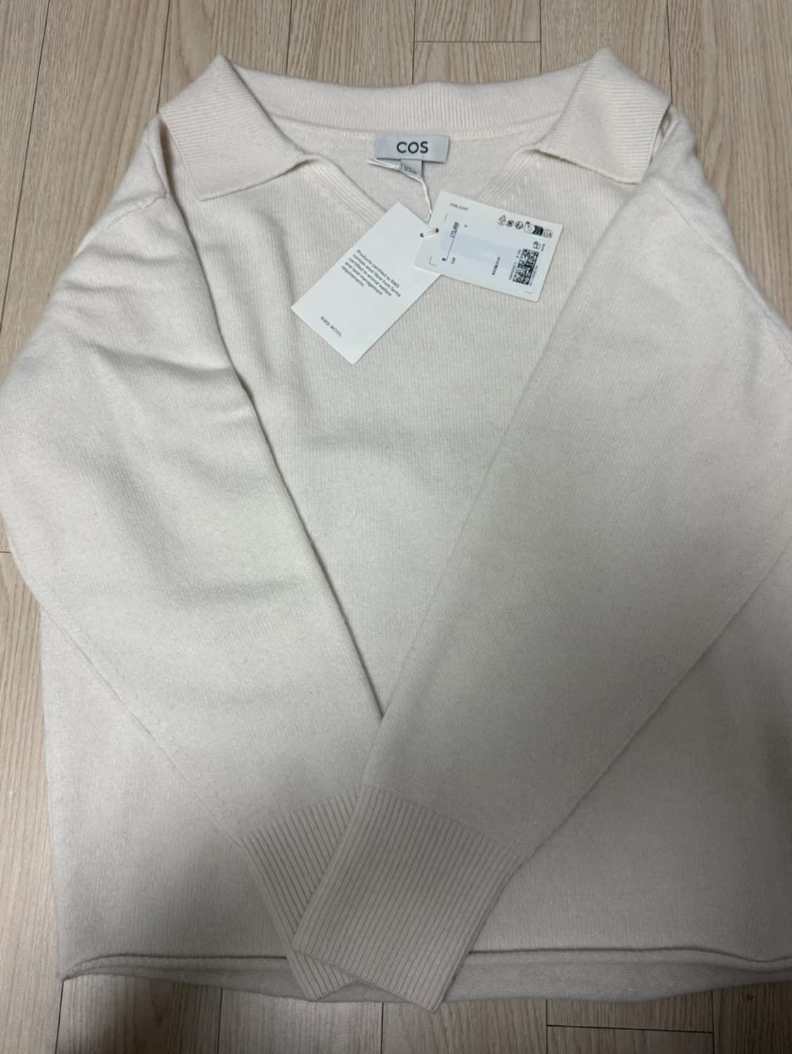 COS 코스 메리노 울 폴로 스웨터 아이보리 S 상품이미지5