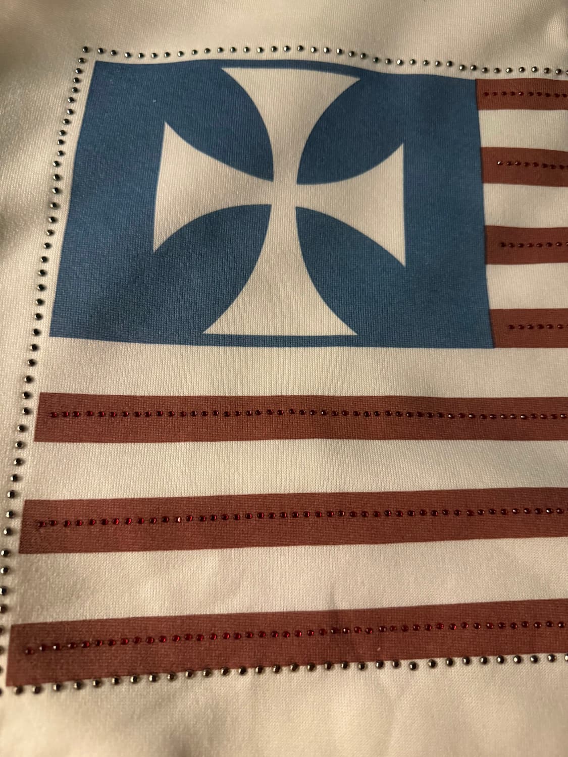 성조기 보석 빈티지 후드집업 화이트 상품이미지4