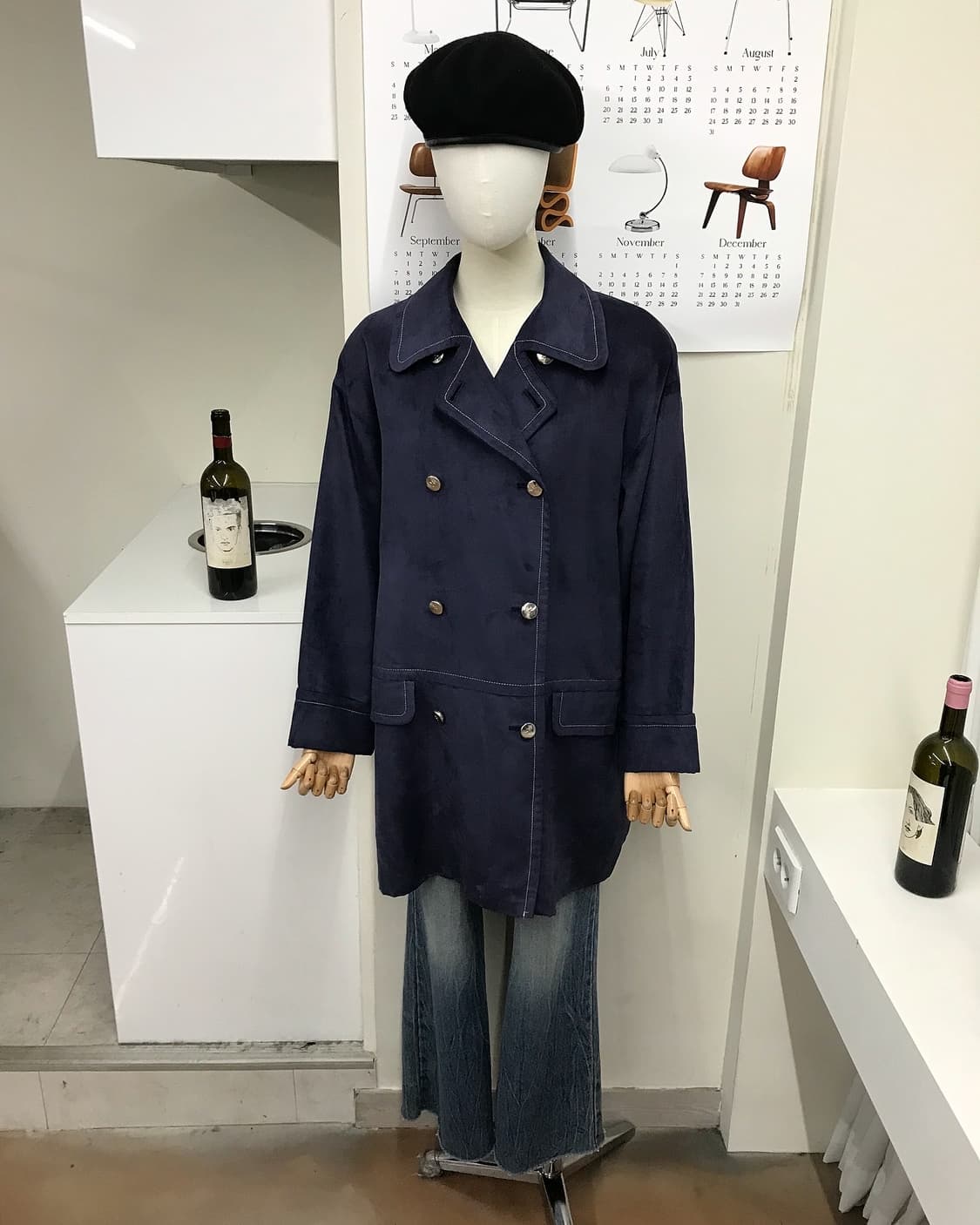 꾸레쥬 은장 로고 벨벳 더블 코트 상품이미지7