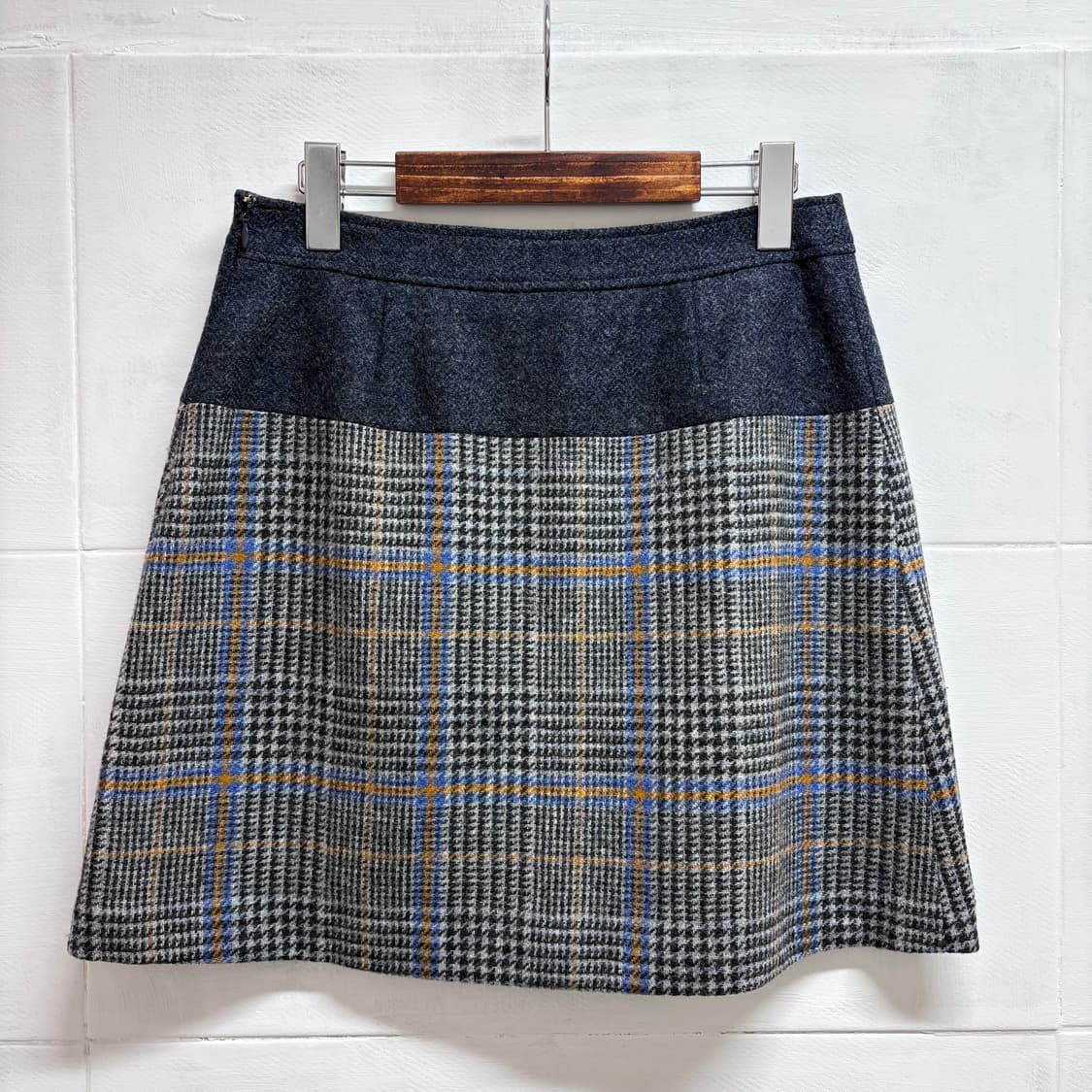 KUMIKYOKU 쿠미쿄쿠 울 체크 미니 스커트 상품이미지3