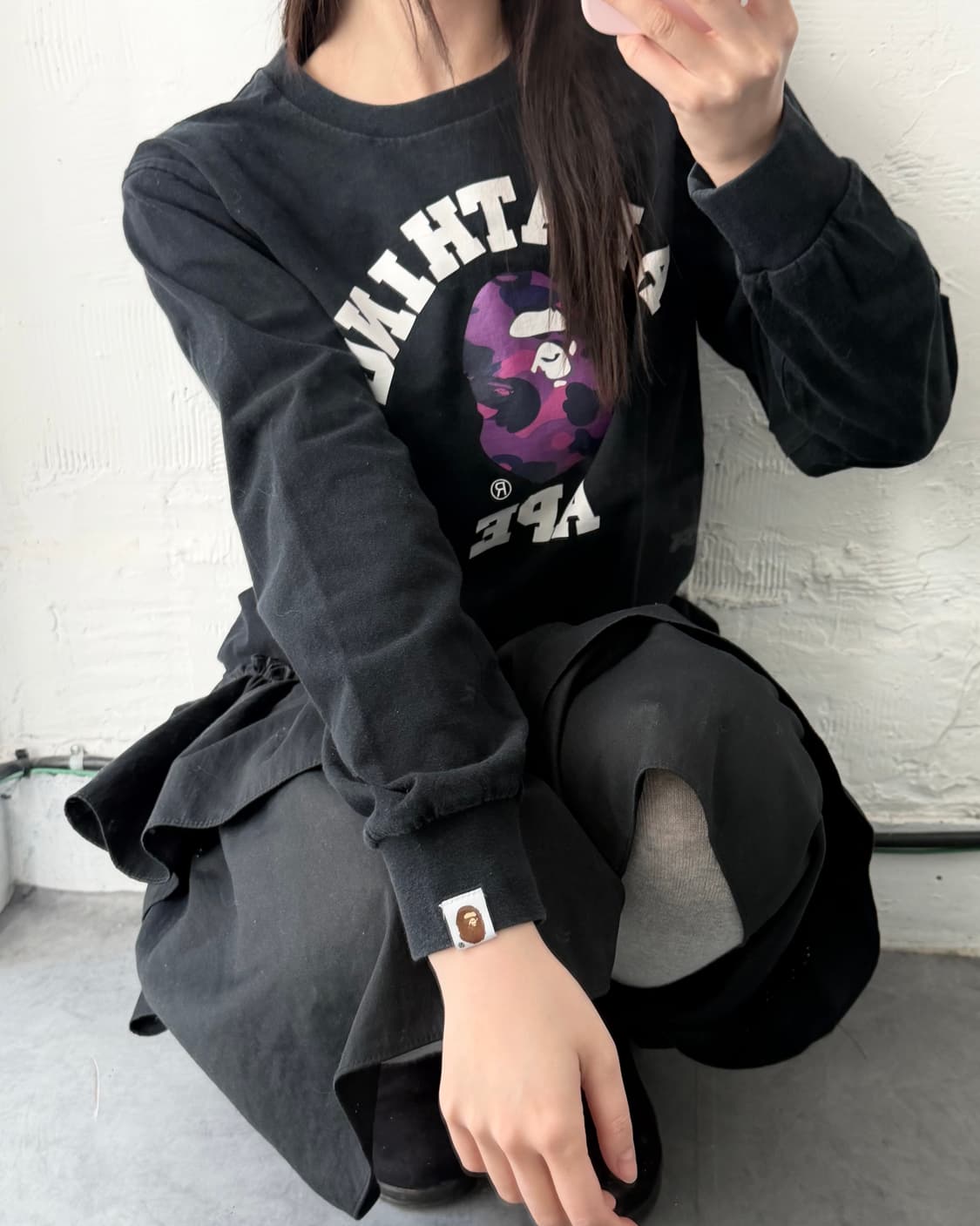 BAPE 베이프 컬러 카모 컬리지 로고 롱슬리브 상품이미지1