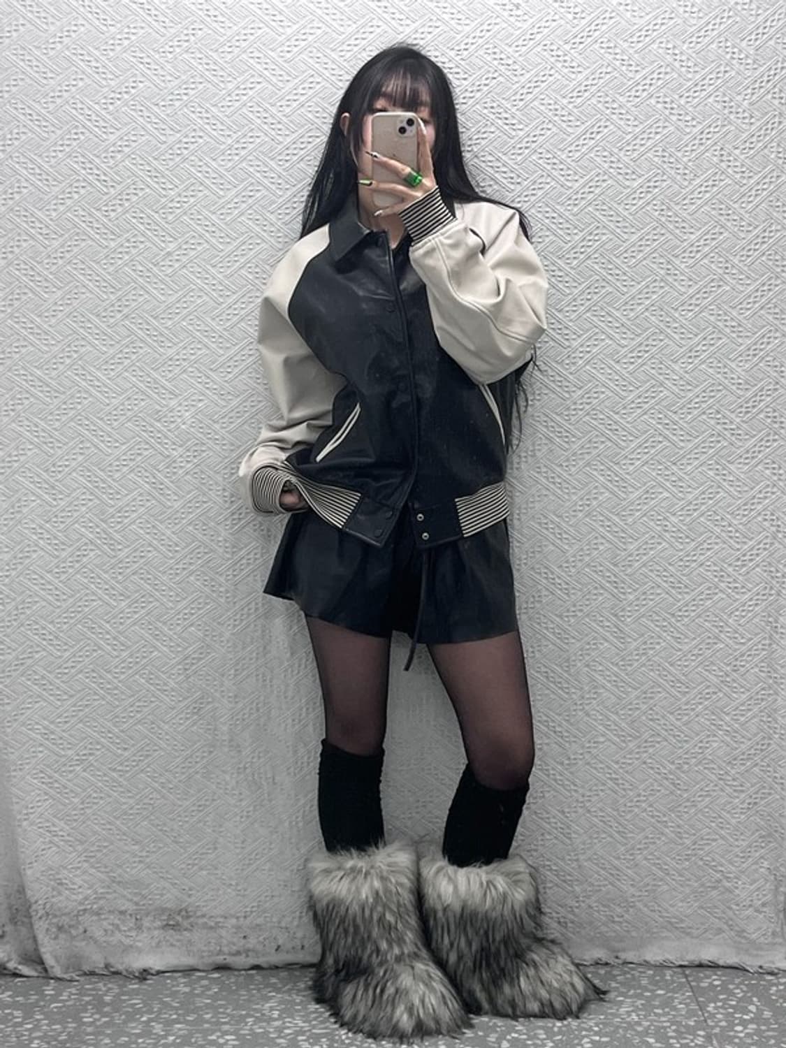 파르티멘토 빈티지 레트로 비건레더 바시티 자켓 M C08682 상품이미지2