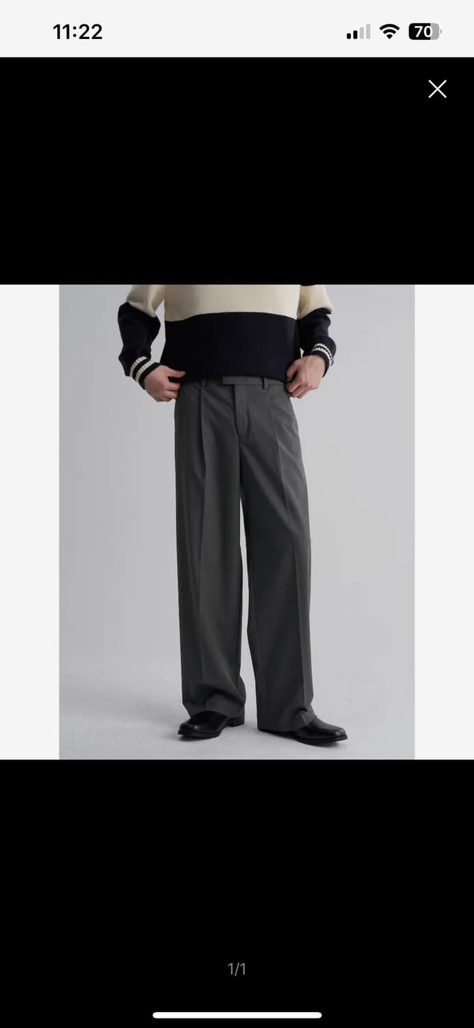 기모 와이드핏 슬랙스 그레이  상품이미지1