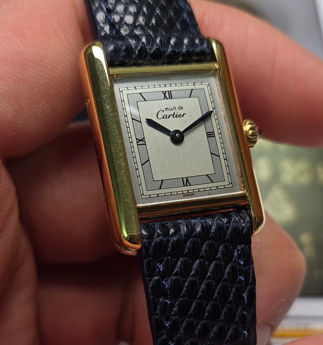 빈티지 까르띠에 머스트드 탱크 오리지널 희귀 실버로만 쿼츠 여성용 (감정 상품이미지4