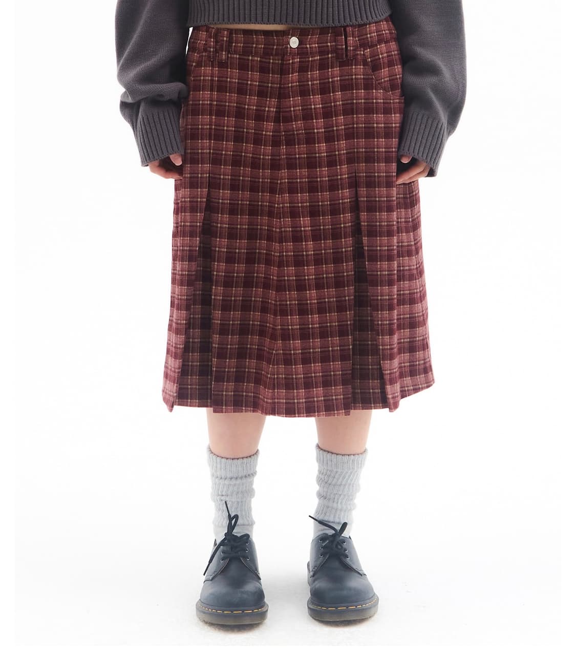 아메스 Ames CHECK PLEATS MIDI SKIRT PINK 상품이미지1