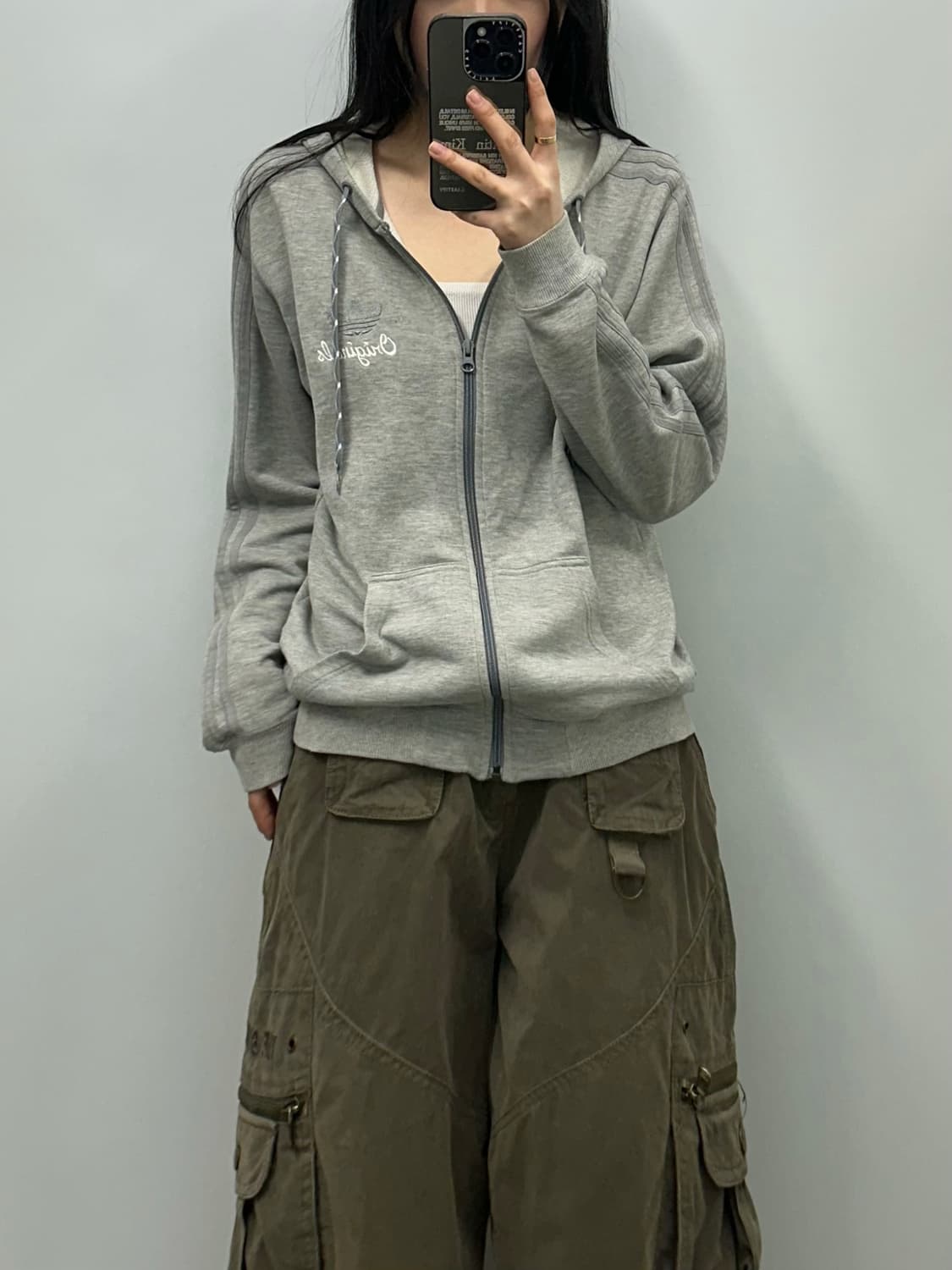 아디다스 사이드라인 그레이 후드집업  상품이미지1