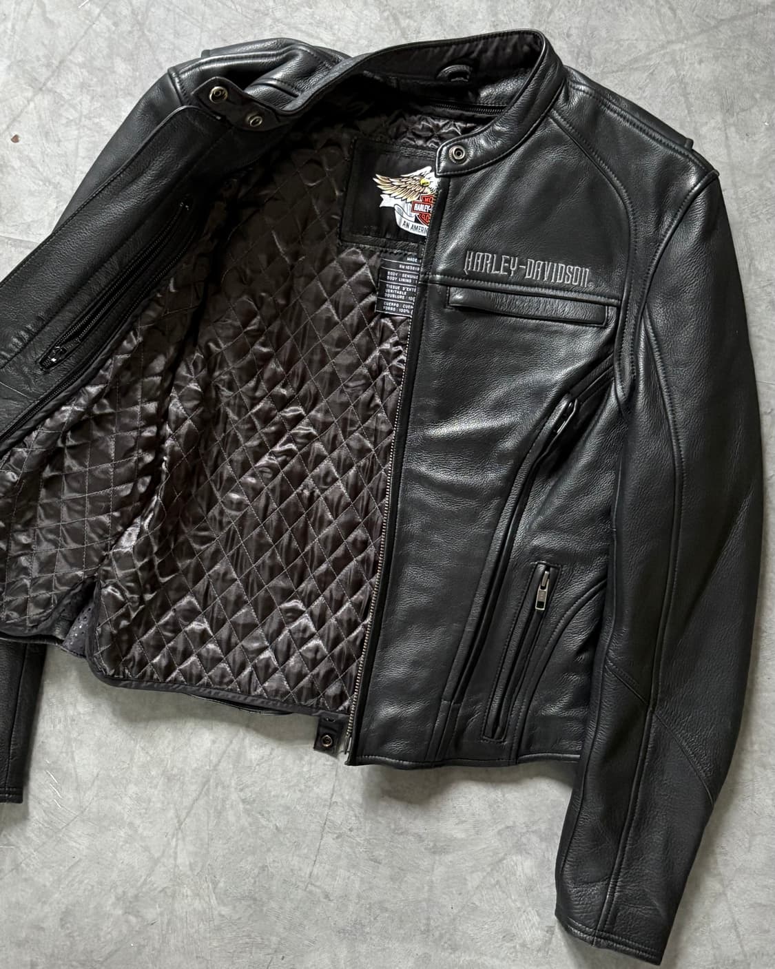 Harley Davidson 할리데이비슨 리얼 레더 레이싱 자켓 상품이미지6