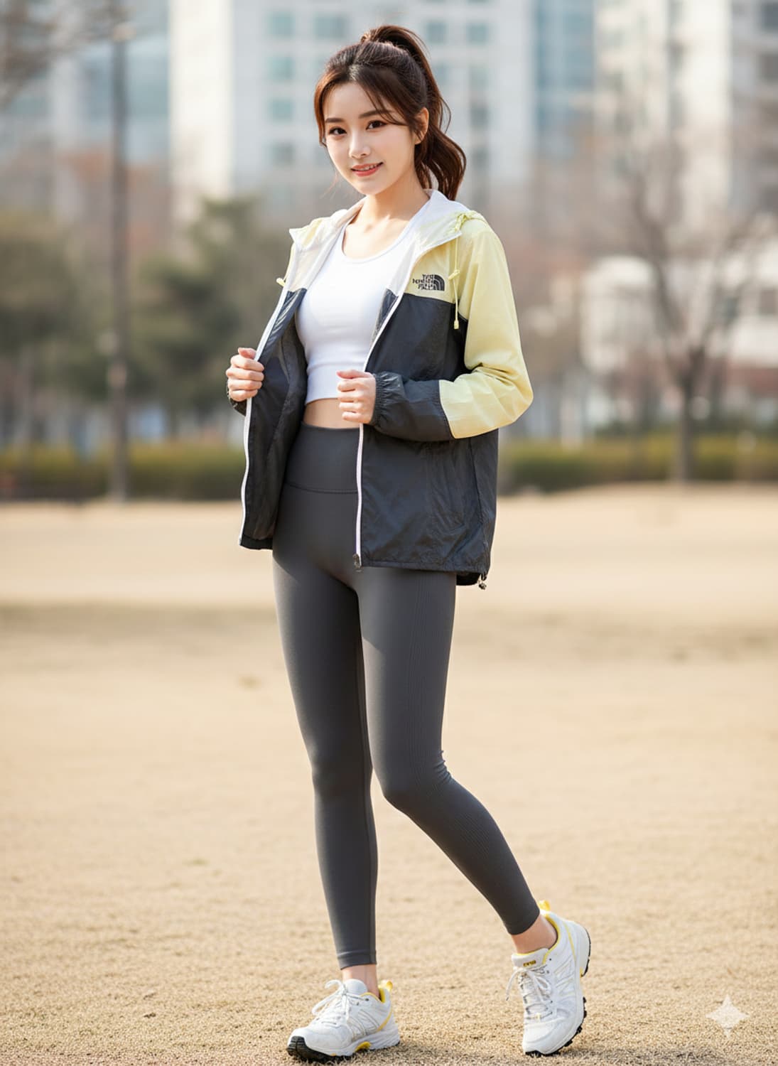 노스페이스 초경량 바람막이 옐로우/그레이_80(S) 상품이미지1