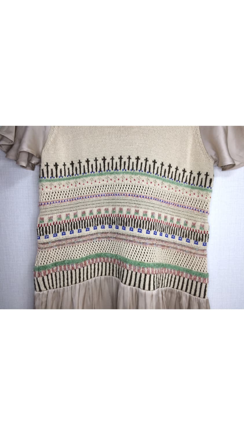 Merrem 멜렘 니트 뜨개 베이지 반팔 원피스 상품이미지3