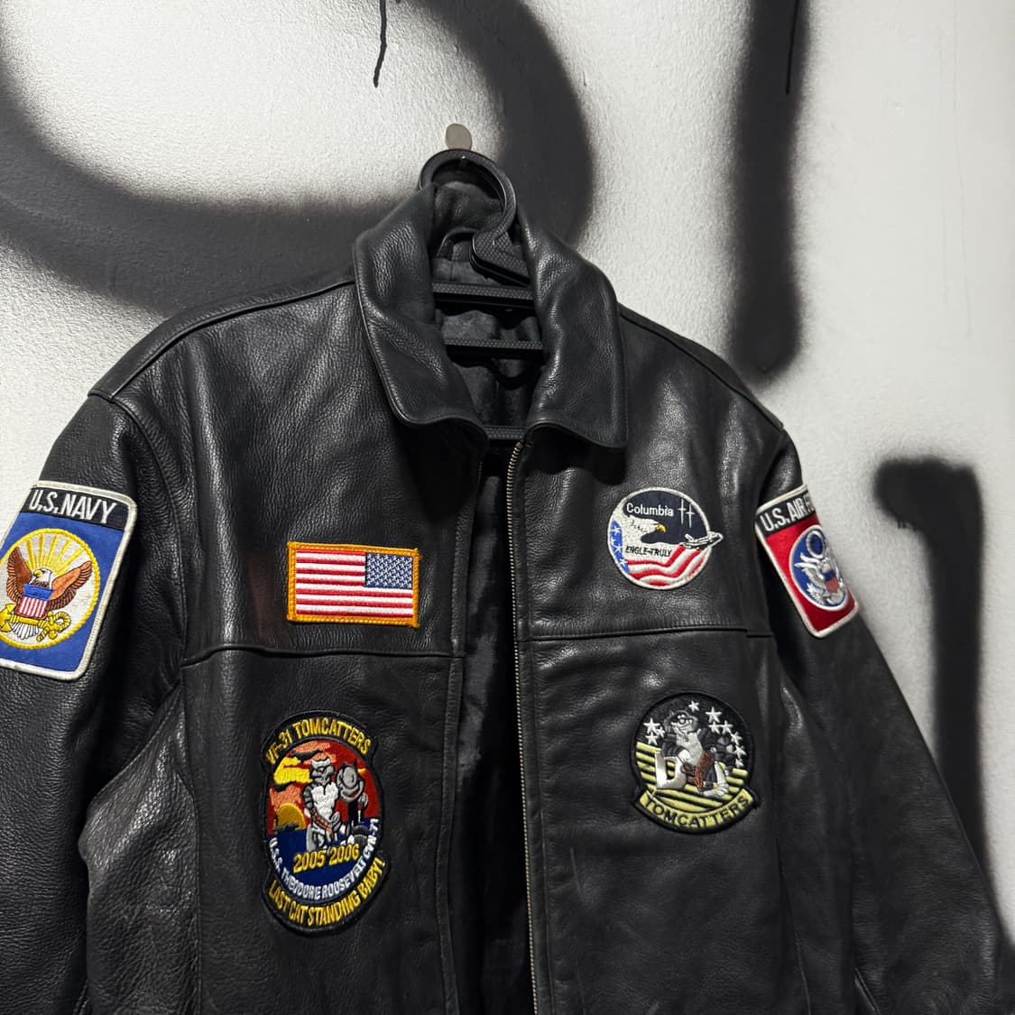 VTG 빈티지 카우하이드 100%소가죽 패치 디테일 싱글 가죽 자켓 상품이미지3