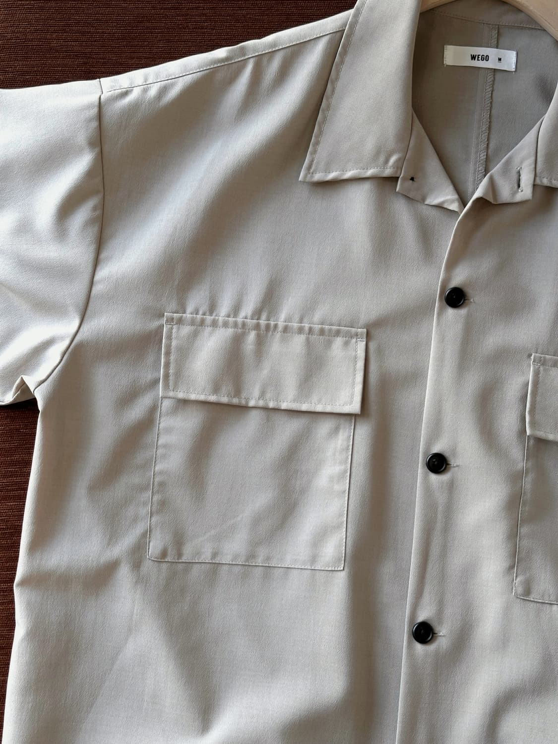 Linen touch light poly open collar shirt 상품이미지9