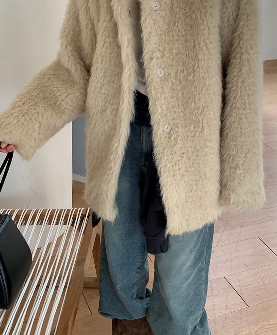 어리틀빗 스틸 퍼 자켓 (베이지) 상품이미지3