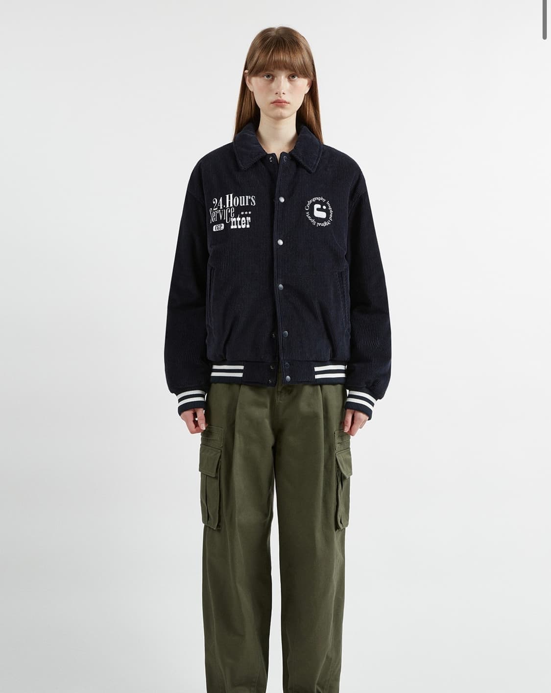 코드그라피 코듀로이 잉크 심볼 바시티 자켓_네이비 M 상품이미지2