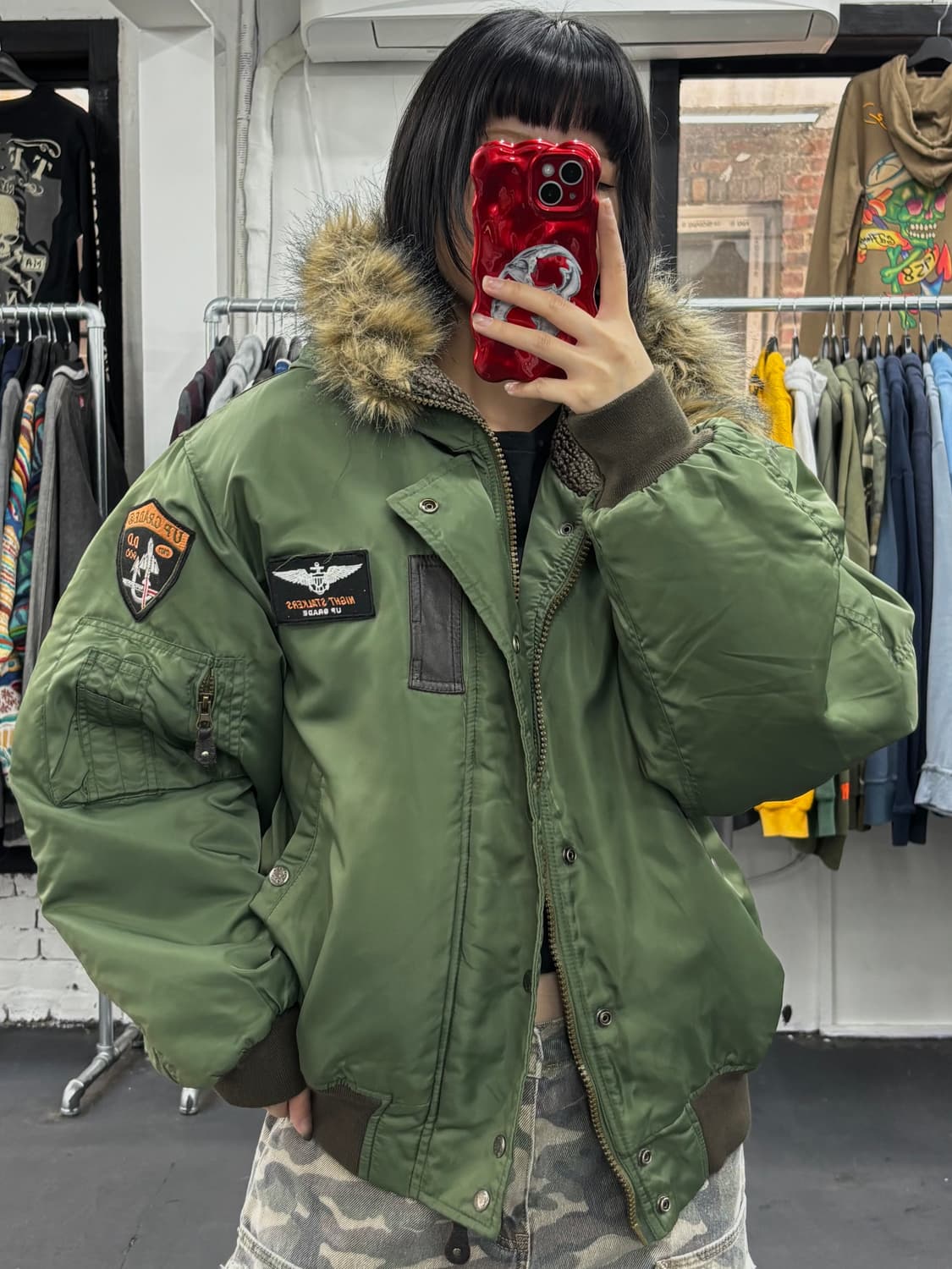 Up-Grade 퍼 후드 봄버 자켓 상품이미지1