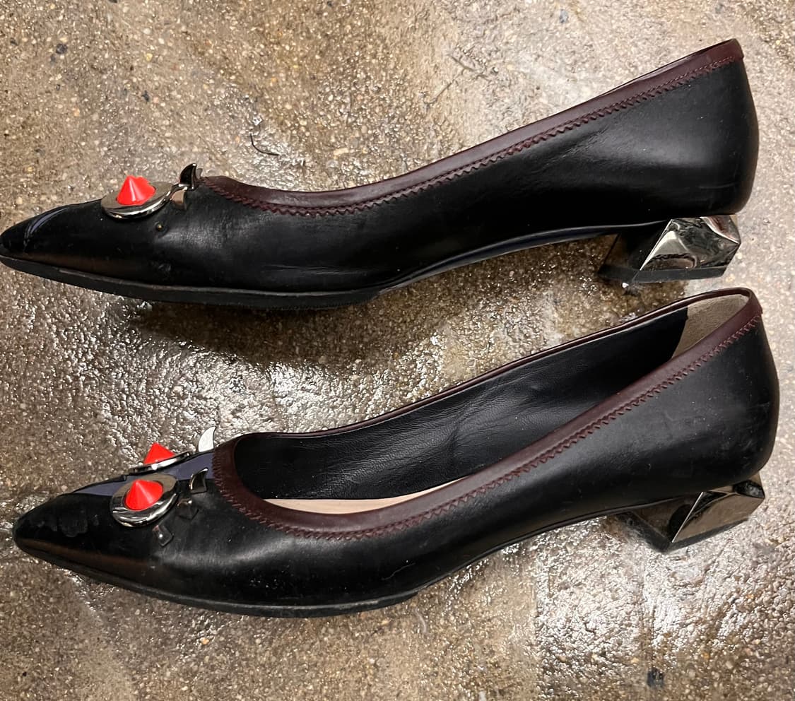 펜디 Fendi 스터드 페이스 스키머 플랫 슈즈 37.5 상품이미지3