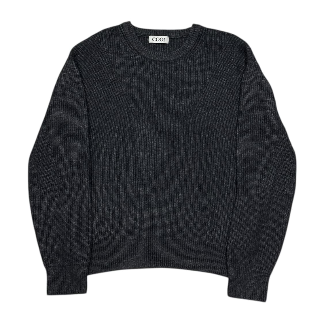 COOR 쿠어 캐시팝 트위드 크루넥 니트 차콜그레이 M 상품이미지1