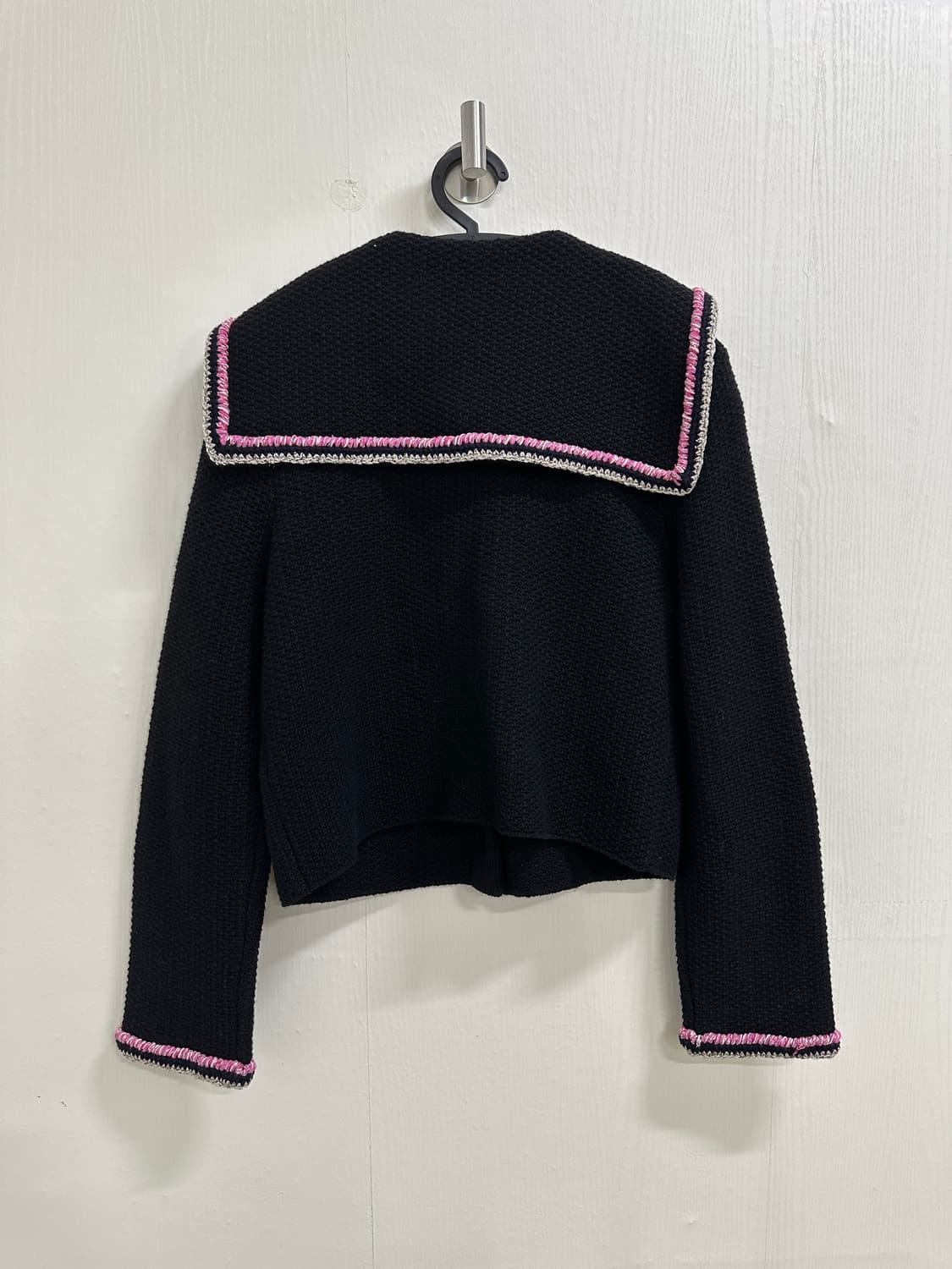 럭키슈에뜨 블랙 트위드 세일러 가디건 66사이즈 상품이미지6