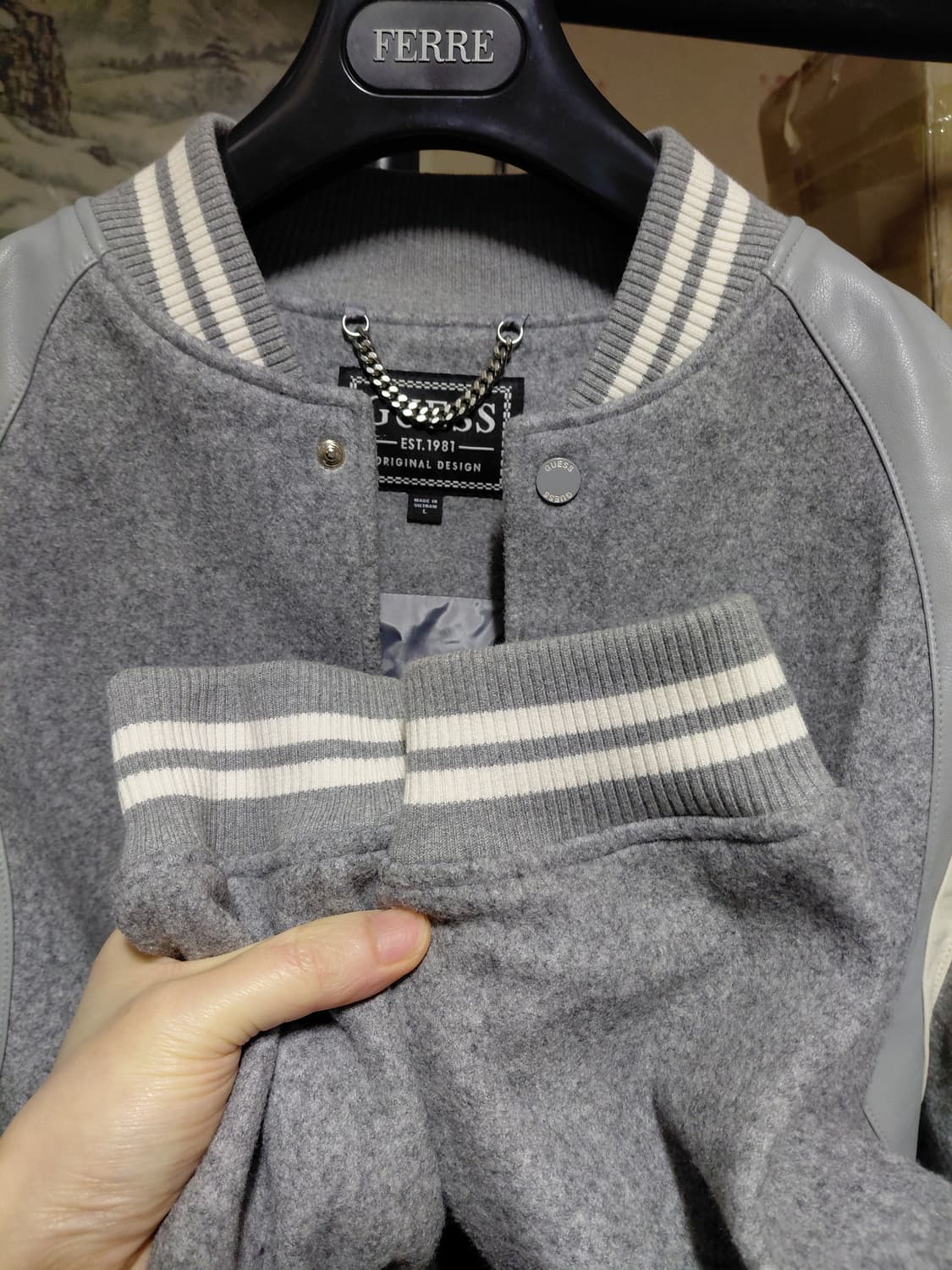 [게스]남녀공용 안감,배색 바시티 자켓 L사이즈 상품이미지9