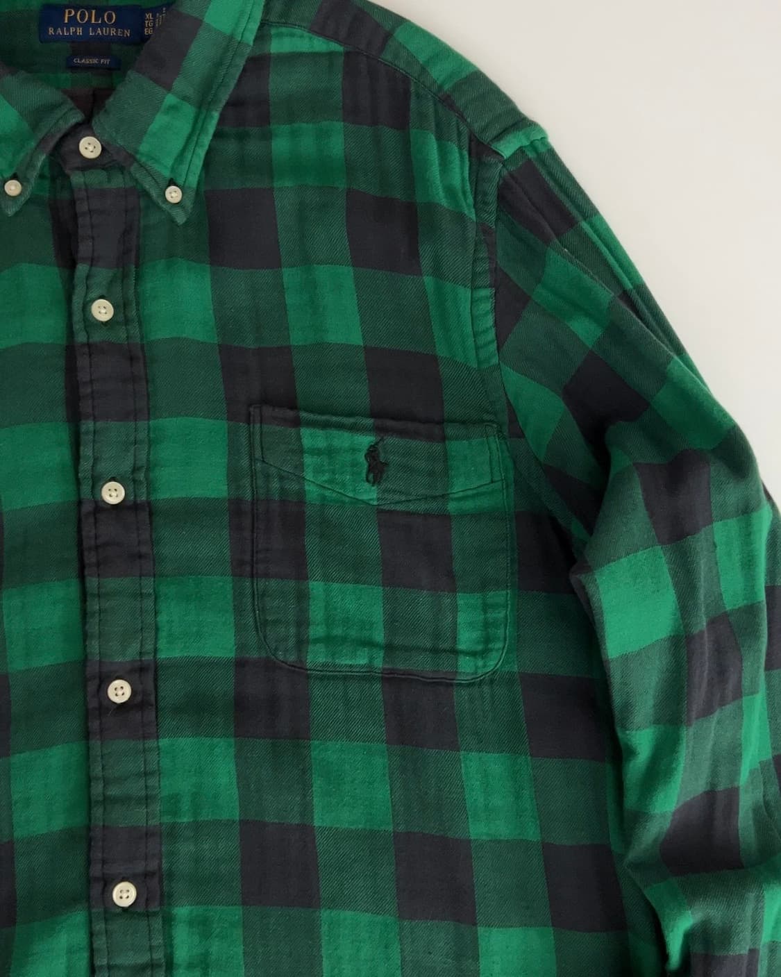 폴로 랄프로렌 그린 타탄체크 플란넬 셔츠 XL 상품이미지4