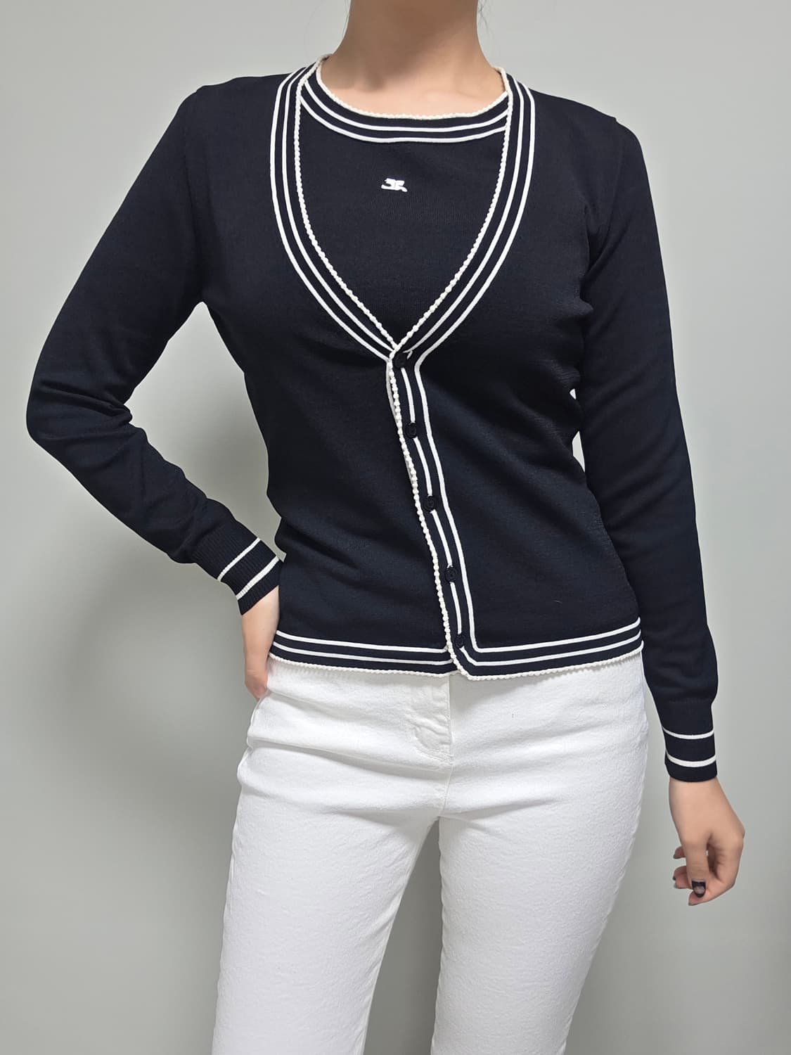Courrèges / 쓰리라인 배색 니트 셋업 상품이미지10