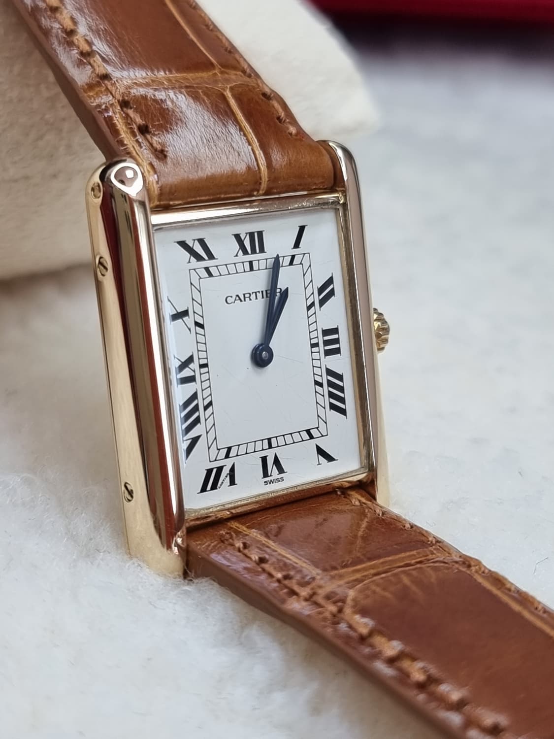 까르띠에 루이탱크 18K 골드 금통 L 라지 핀버클 시계 (남녀 공용) 상품이미지3