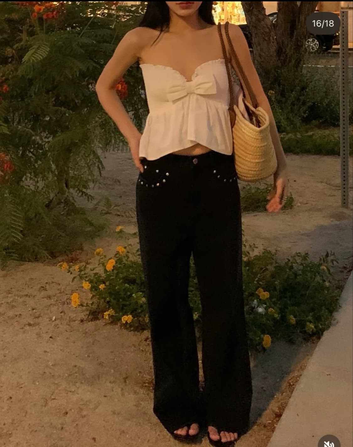 위드아웃썸머 스터드 블랙 데님진 M 상품이미지6