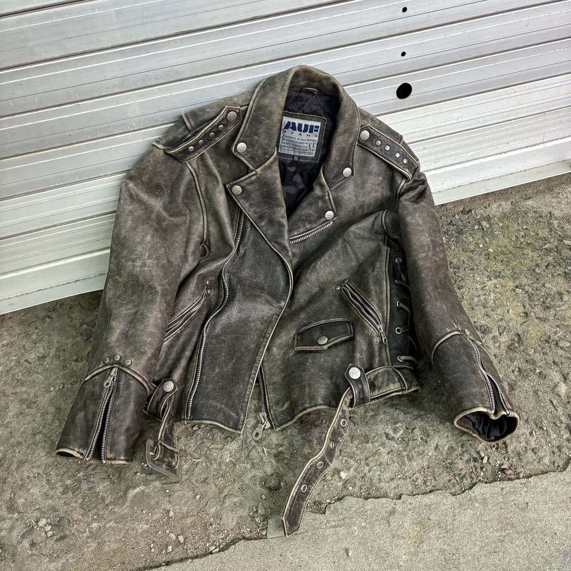 90s 빈티지 견장 버클 고딕 라이더 자켓 상품이미지1