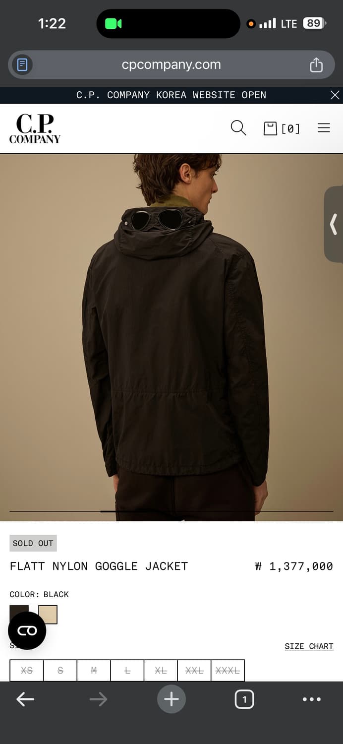 cp컴퍼니 26ss 플랫나일론 고글자켓 바람막이 M 상품이미지5