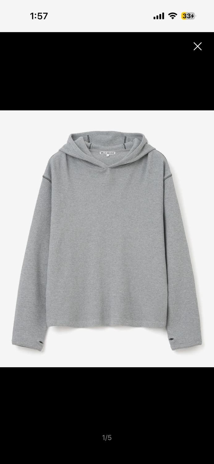 밀로 아카이브 오브젝트 스티치 롱 슬리브 후디 멜란지 그레이m 상품이미지1