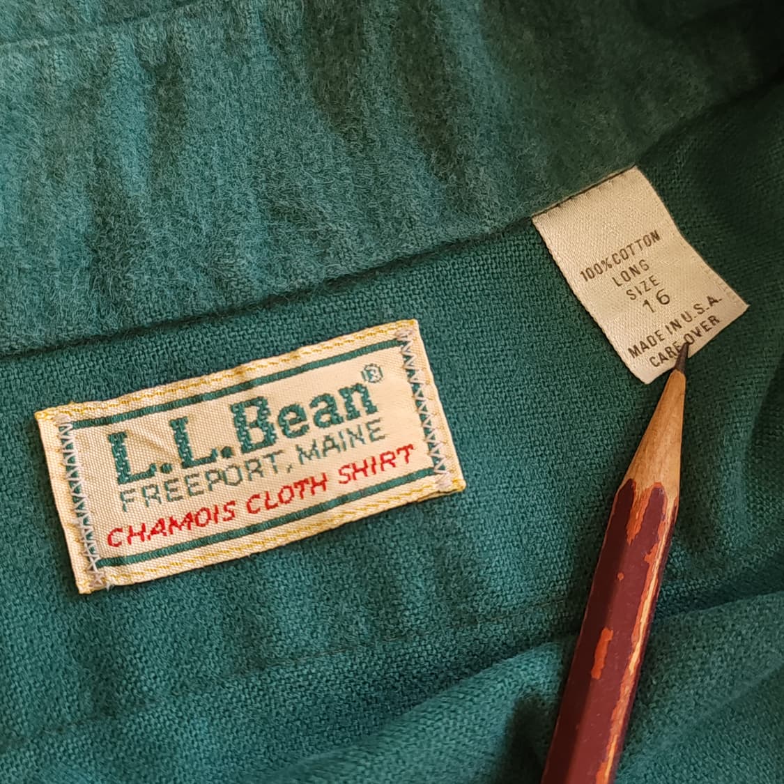 90s 엘엘빈 헤비코튼 투포켓 워크셔츠 샤모아 민트 L 상품이미지7