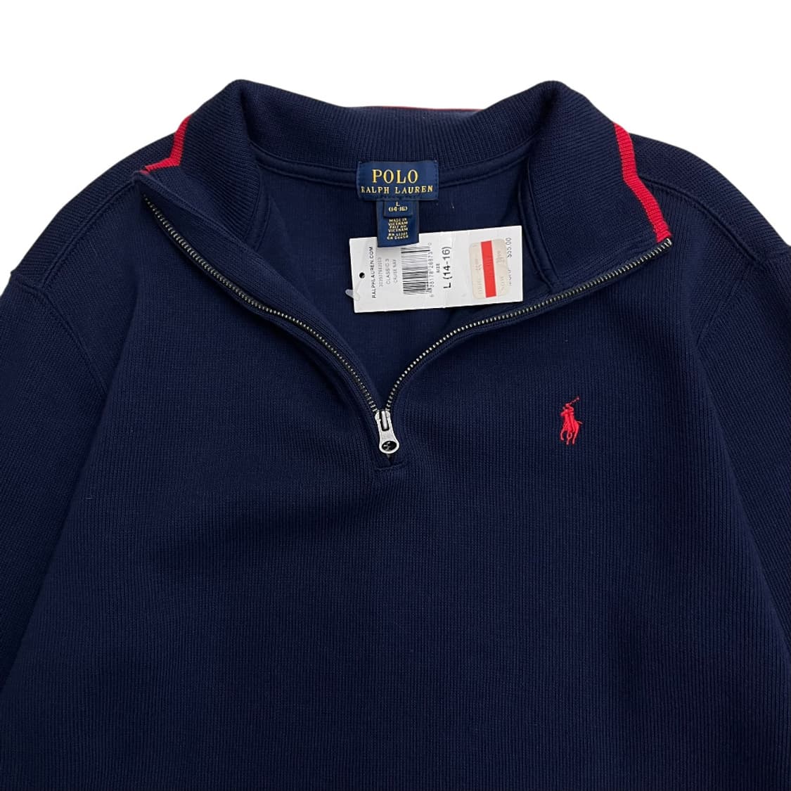폴로 랄프로렌 레드배색 네이비 반집업 L 상품이미지5