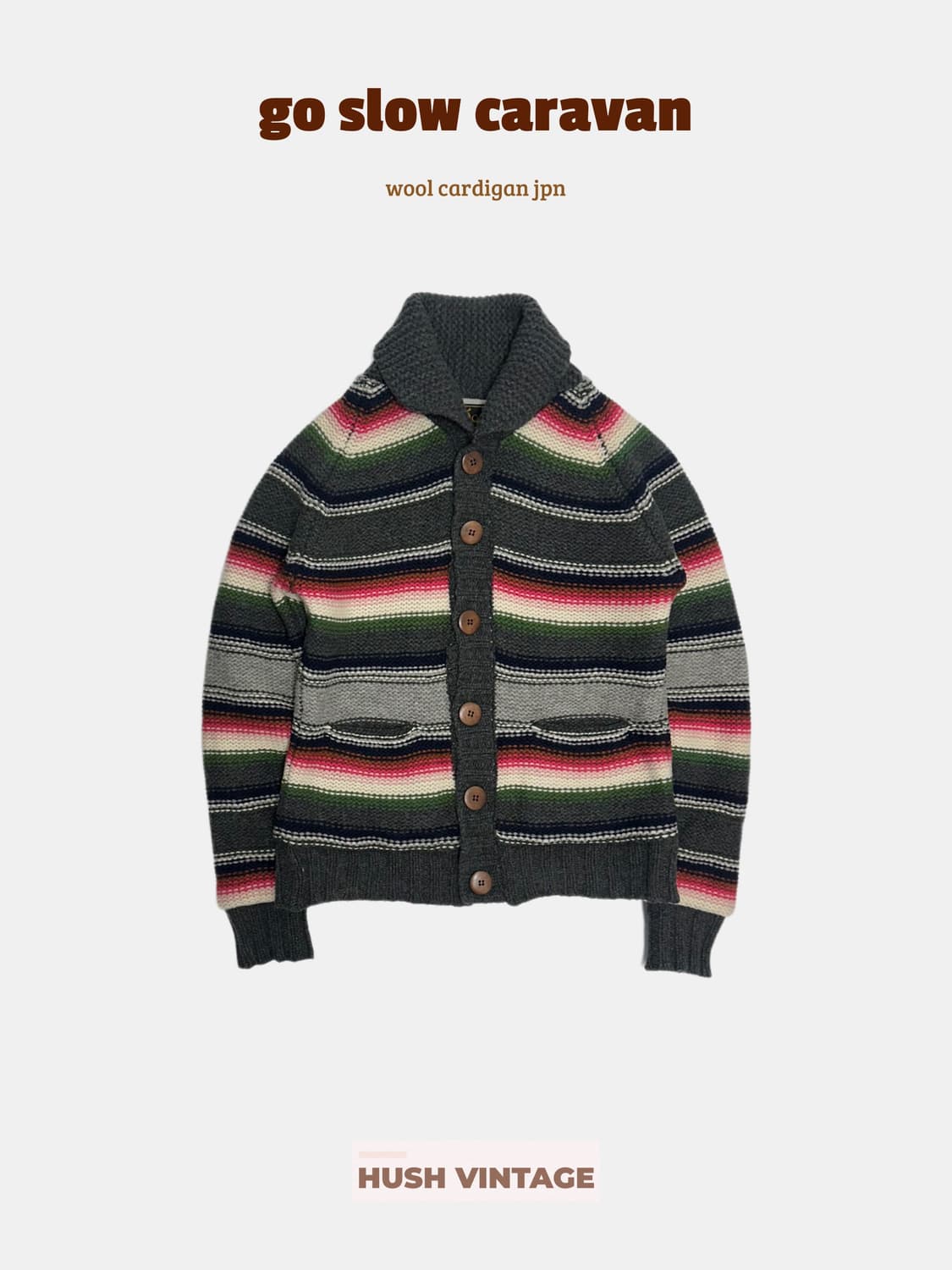 Go Slow Caravan 모 숄카라 니트 가디건 일본빈티지 상품이미지1