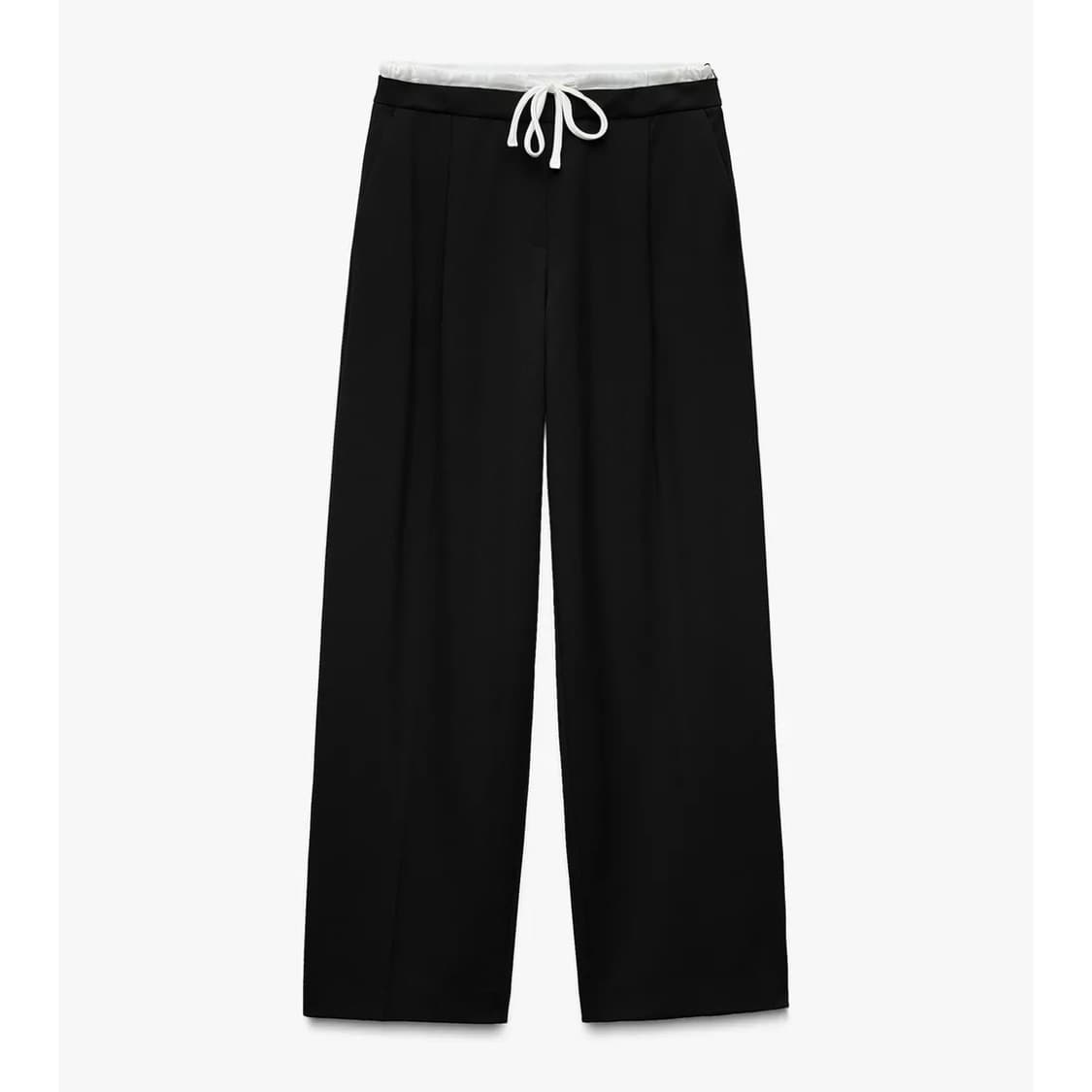 zara 자라 더블 웨이스트 와이드 팬츠 블랙 상품이미지6