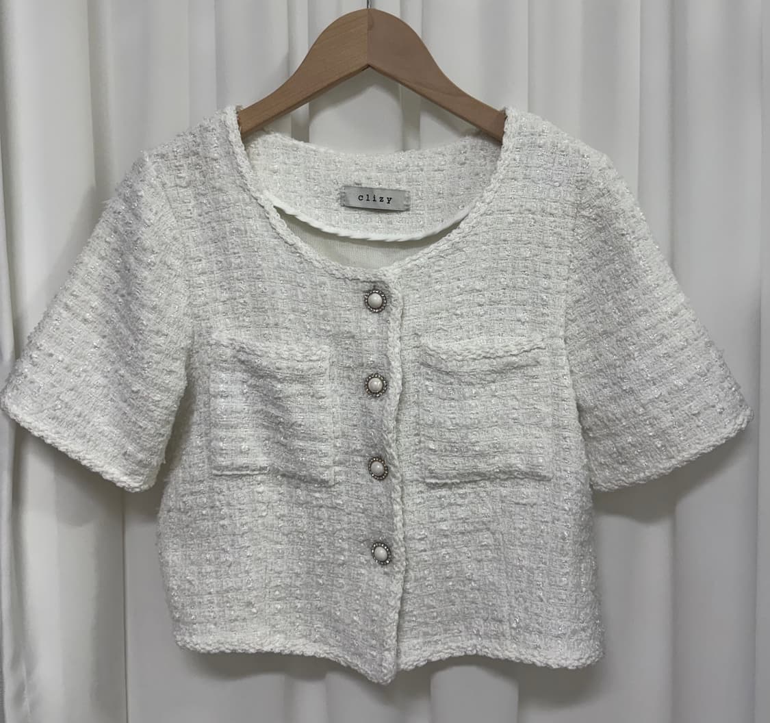 clizy 화이트 포켓 트위드 자켓 상품이미지3