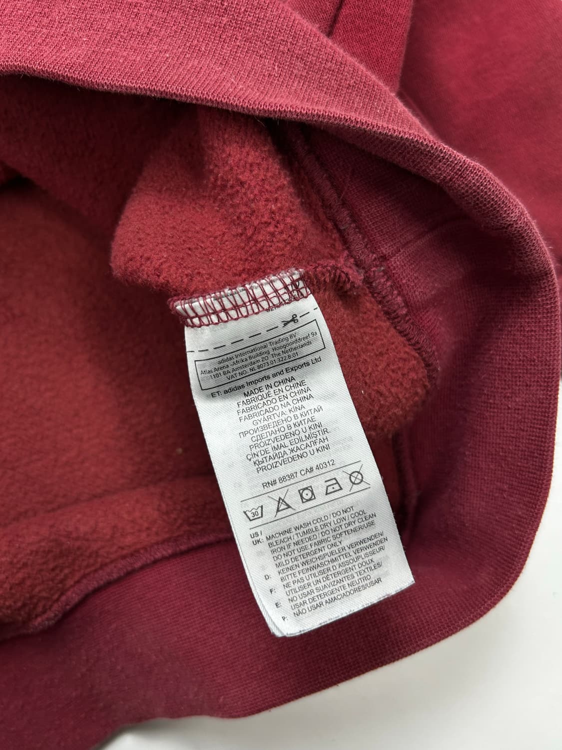 아디다스 파이어버드 버건디 후드티 XL 상품이미지8