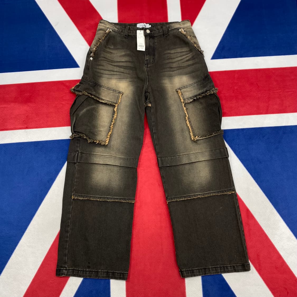 와이드 흑청데님 카고팬츠 L 상품이미지1