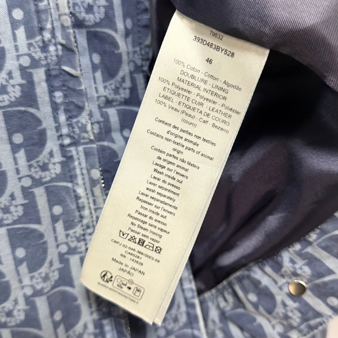 [S+급/46] 디올 X 데님 티어스 오블리크 데님 블루종 자켓 상품이미지6