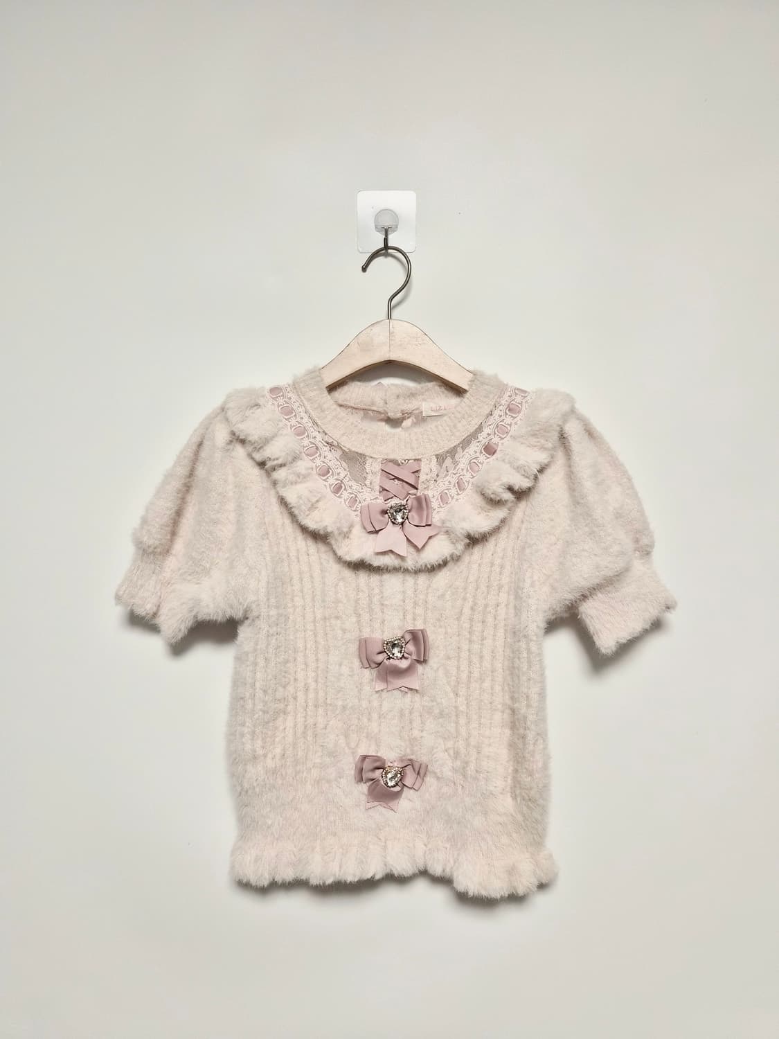 리즈리사 앙고라 니트 리본 갸루 양산형 러블리 핑크니트 상품이미지5