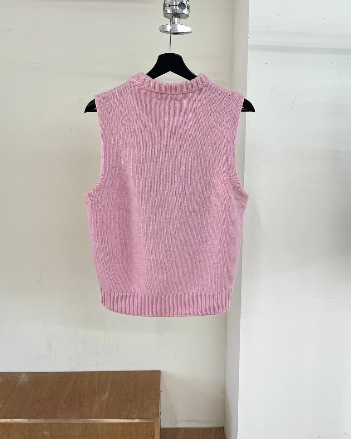 가니 핑크 로고 니트 그래픽 우븐 베스트 상품이미지5