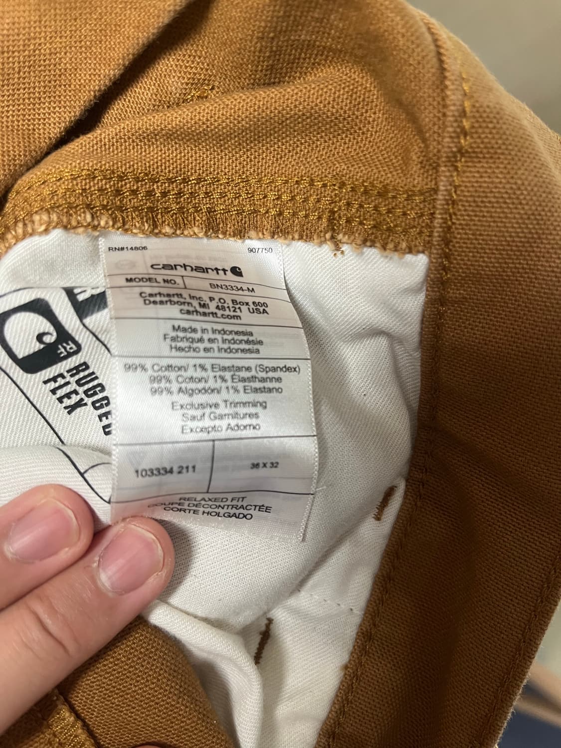 칼하트 더블니 브라운 36 32 판매 상품이미지7