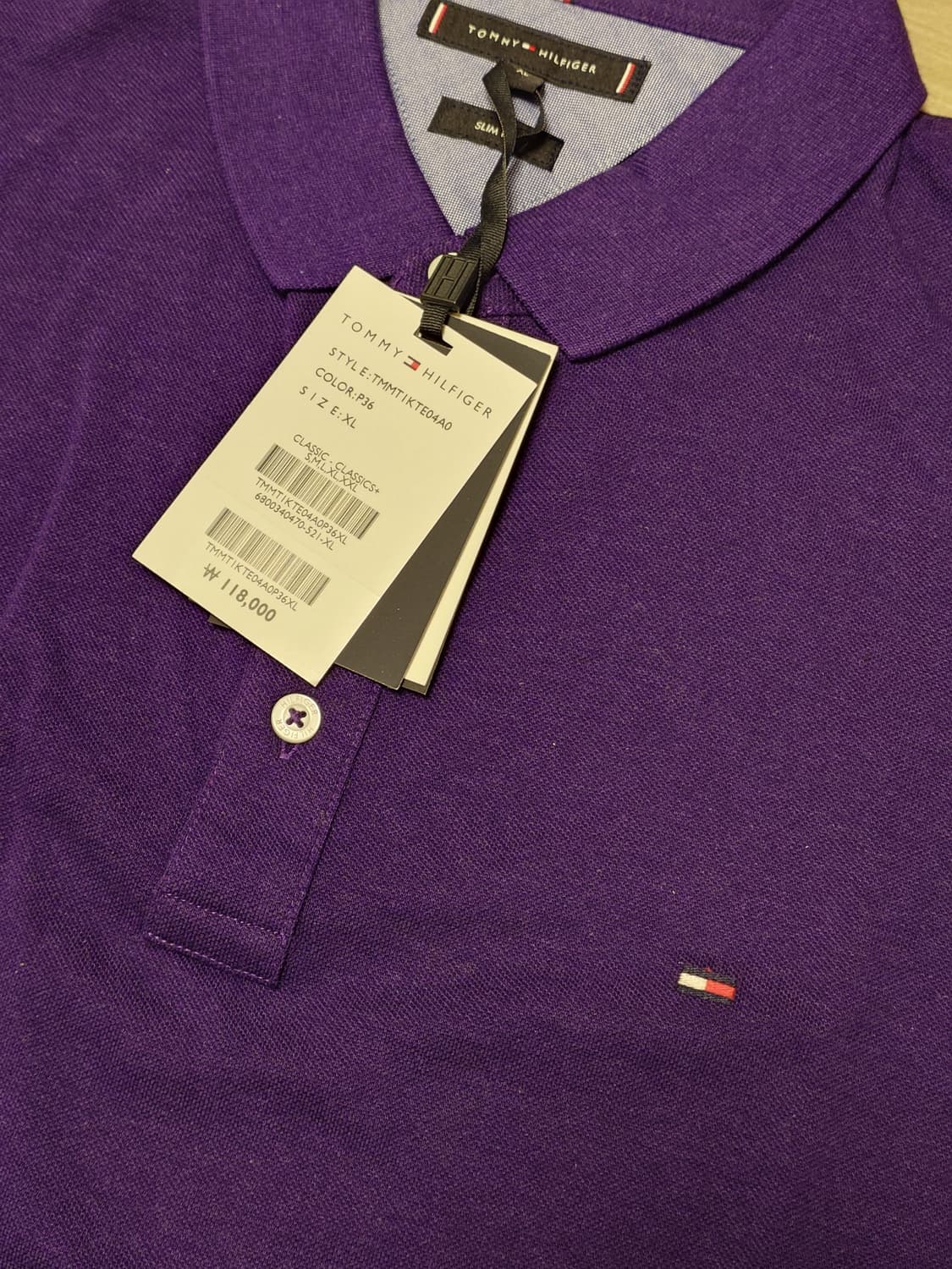 [XL] 타미힐피거 피케 폴로셔츠 롱슬리브 퍼플 상품이미지2