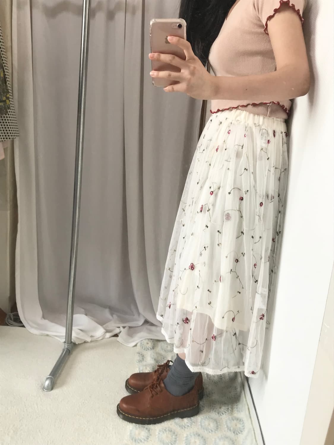 vintage rose seethrough long skirt  상품이미지2