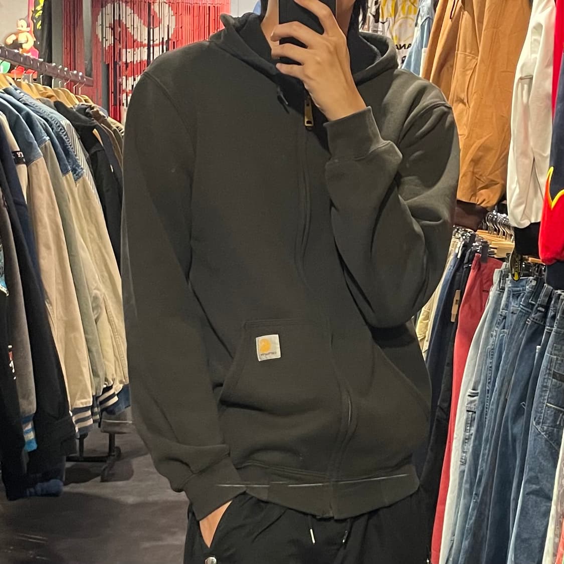 [IM] carhartt 칼하트 블랙 사이드 레터링 후드집업 상품이미지5