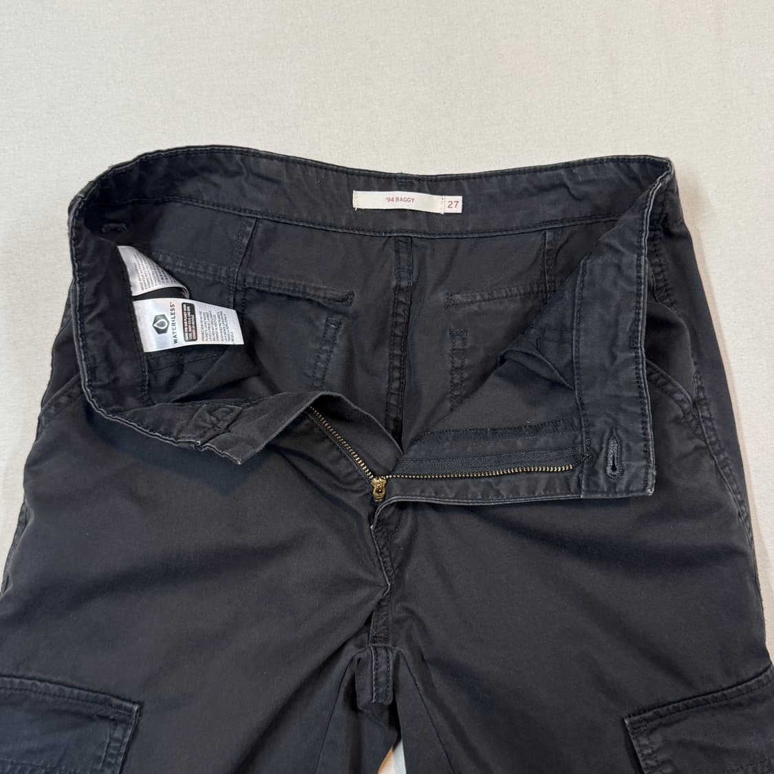 28inch) 리바이스 블랙 배기 카고 팬츠 면바지 상품이미지5